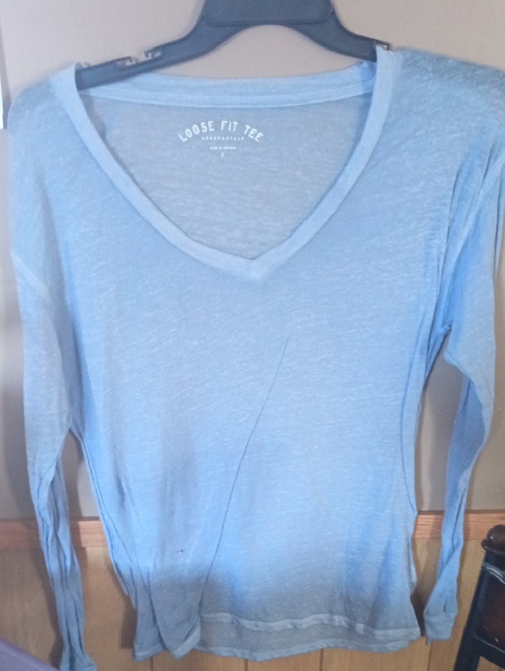 Aeropostale Light Blue Long Sleeve Loose Fit Tee